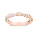 14K Rose Gold 3/8 Cttw Baguette and Round Diamond Bridal Band - (H-I Color, VS1-VS2 Clarity) - Size 6.75-8