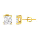 10K Yellow Gold 3/4 Cttw Invisible Set Princess-Cut Diamond Composite Square Stud Earrings (I-J Color, I2-I3 Clarity)-2