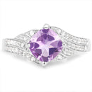 1.32 Carat Genuine Amethyst & White Topaz .925 Sterling Silver Ring-3