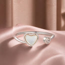 925 Sterling Silver Ring with Pavé Setting and White Shell-2