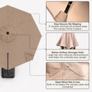 11 ft Cantilever Umbrella Replacement Canopy Supported Bar 8 Ribs Taupe-3