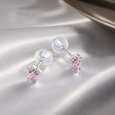 925 Sterling Silver Earrings with Plated Platinum and Pavé Set CZ, 0.4cm for Women-3