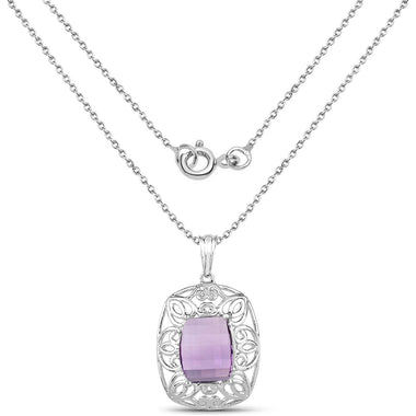 7.30 Carat Genuine Amethyst .925 Sterling Silver Pendant - 0