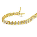 10K Yellow Gold Plated .925 Sterling Silver 7.0 cttw 2-Prong Set Round Brilliant Cut Diamond "S" Link Bracelet (J-K color, I1-I2 clarity) - 7"-4
