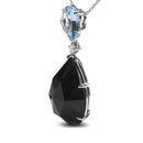 18K White Gold Diamond Accent and Pear Cut Sky Blue Topaz and Pear Cut Black Onyx Dangle Drop 18" Pendant Necklace (G-H Color, SI1-SI2 Clarity)-3