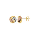 Love Knot Post Earrings in 14k Tri Color Gold-4