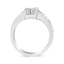 14K White Gold 2 3/4 Cttw Invisible-Set Princess and Channel-Set Baguette Diamond Step Up Cocktail Ring (G-H Color, SI1-SI2 Clarity) - Ring Size 9.25-4