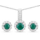 1.81 Carat Dyed Emerald and White Topaz .925 Sterling Silver Jewelry Set-1
