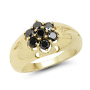 14K Yellow Gold Plated 0.98 Carat Genuine Black Diamond .925 Sterling Silver Ring-1