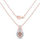 14K Rose Gold Plated 0.73 Carat Genuine Morganite & White Topaz .925 Sterling Silver Pendant-2