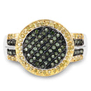 0.44 Carat Genuine Green Diamond and Yellow Diamond .925 Sterling Silver Ring-4
