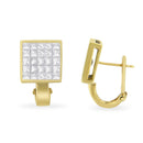 14K Yellow Gold 3-1/5 Cttw Princess Cut Diamond Â¾ Square Invisible Set Grid Huggy Style Omega Back Stud Earrings (G-H Color, VS1-VS2 Clarity)-2