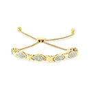 14K Yellow Gold Plated .925 Sterling Silver Diamond Accent Alternating Marquise Shape and Heart Links Bolo Bracelet (I-J Color, I3 Clarity) - Adjustable 6" to 9"-2