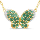 2.80 Carat Genuine Emerald and White Zircon .925 Sterling Silver Pendant-1