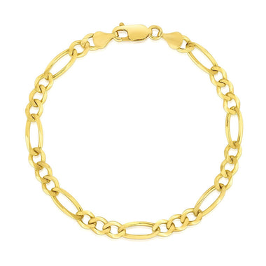 10k Yellow Gold Solid Figaro Bracelet (4.50 mm) - 0