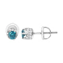 14K White Gold 1/2 cttw White and Treated Blue Round Diamond Earrings (I-J I2-I3)-2