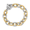 18k Yellow Gold and Sterling Silver Rhodium Plated Diamond Cut Chain Bracelet-2