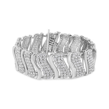 14K Yellow Gold 15.0 Cttw Diamond Chevron Wave 7.25" Inch Link Bracelet (J-K Color, I1-I2 Clarity)
