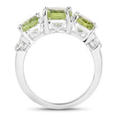 4.14 Carat Genuine Peridot and White Topaz .925 Sterling Silver Ring-2