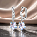925 Sterling Silver Earrings with Transparent Glass and White Gold Plating for Women-1