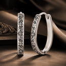 925 Sterling Silver Earrings for Women - 2.0*0.3cm, Inner Diameter 1.7cm, Oxidized Silver-1