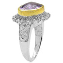 Two Tone Plated 4.36 Carat Genuine Amethyst & White Topaz .925 Sterling Silver Ring-2