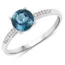 1.05 Carat Genuine London Blue Topaz and White Diamond 14K White Gold Ring-1