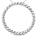 .925 Sterling Silver 3/4 Cttw Round Diamond Spiral Curved Circle Pendant 18" Necklace (I-J Color, I3 Clarity)-1