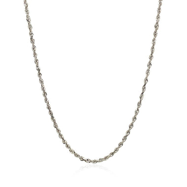 2.0mm 14k White Gold Solid Diamond Cut Rope Chain - 0