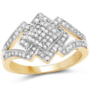 14K Yellow Gold Plated 0.32 Carat Genuine White Diamond .925 Sterling Silver Ring-1