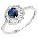 0.72 Carat Genuine Blue Sapphire and White Diamond 14K White Gold Ring-1