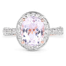 14K Rose Gold Plated 3.86 Carat Genuine Kunzite and White Zircon .925 Sterling Silver Ring-3