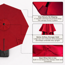 11 ft Cantilever Umbrella Replacement Canopy Supported Bar 8 Ribs Red-3