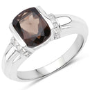 2.03 Carat Genuine Smoky Quartz & White Topaz .925 Sterling Silver Ring-1