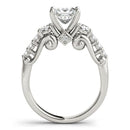 14k White Gold 3 Stone Antique Design Diamond Engagement Ring (1 3/4 cttw)-2