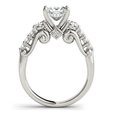 14k White Gold 3 Stone Antique Design Diamond Engagement Ring (1 3/4 cttw) - 0