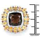9.16 Carat Genuine Smoky Quartz & Citrine .925 Sterling Silver Ring-3