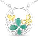 1.35 Carat Genuine Emerald and White Topaz .925 Sterling Silver Pendant-1