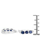 2.05 Carat Genuine Blue Sapphire and White Diamond .925 Sterling Silver Earrings-3