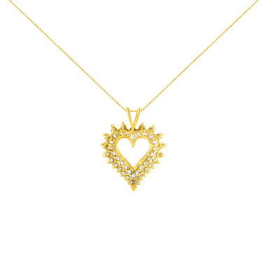14K Yellow Gold Plated .925 Sterling Silver 3.00 Cttw Round Cut Diamond Cluster Heart 18" Pendant Necklace (K-L Color, I1-I2 Clarity) - 0