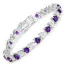 6.59 Carat Genuine Amethyst and White Diamond .925 Sterling Silver Bracelet-1