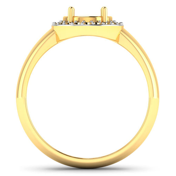 0.22 Carat Genuine White Diamond 14K Yellow Gold Semi Mount Ring - holds 9x7mm Oval Gemstone