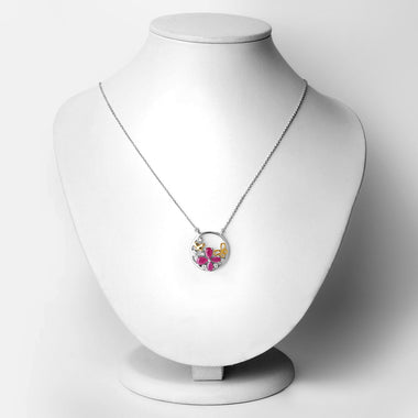 1.47 Carat Genuine Ruby and White Topaz .925 Sterling Silver Pendant - 0
