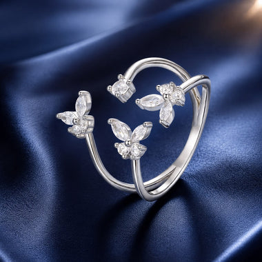 925 Sterling Silver Pavé Setting CZ White Gold Plated Ring 0.18cm for Women - 0