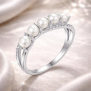 925 Sterling Silver White Gold Plated Freshwater Pearl Ring Size 6 for Women-1