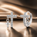 925 Sterling Silver Earrings with Pavé Setting CZ in White Gold, Size 13*8mm for Women-1