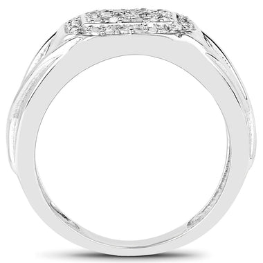 14K White Gold Plated 0.24 Carat Genuine White Diamond .925 Sterling Silver Ring - 0