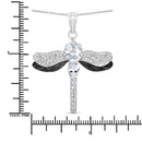 1.86 Carat Genuine Aquamarine and White Zircon .925 Sterling Silver Pendant-3