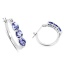 1.99 Carat Genuine Tanzanite and White Diamond .925 Sterling Silver Earrings-3