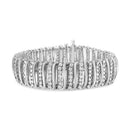 .925 Sterling Silver 8 1/2 Cttw Diamond 7 Row Chevron "S" Curved Link Tennis Bracelet (I-J color, I1-I2 clarity) - 7.25"-5